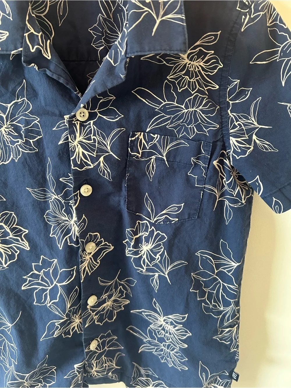 GAP Kids Navy Short-Sleeve Floral Button-Down Shirt